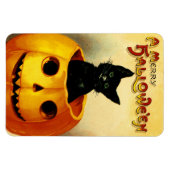 Vintages Halloween-Magnet mit Black Cat & Pumpkin Magnet (Horizontal)
