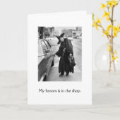 Vintages Halloween - mein Besen ist im Geschäft, Karte (Gelbe Blume)