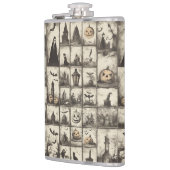 Vintages Halloween-Muster mit Sepia Flachmann (Links)