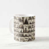 Vintages Halloween-Muster mit Sepia Kaffeetasse (Vorderseite Links)