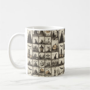 Vintages Halloween-Muster mit Sepia Kaffeetasse