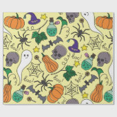 Vintages Halloween-Muster. Pumpkin, Geist Geschenkpapier (Flach)