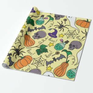 Vintages Halloween-Muster. Pumpkin, Geist Geschenkpapier