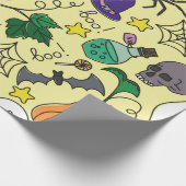 Vintages Halloween-Muster. Pumpkin, Geist Geschenkpapier (Ecke)