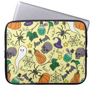 Vintages Halloween-Muster. Pumpkin, Geist Laptopschutzhülle