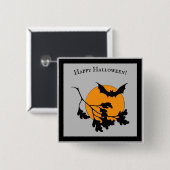 Vintages Halloween-Orange-Moon-Fliegenboot Button (Vorne & Hinten)