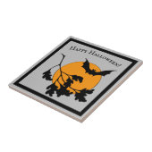 Vintages Halloween-Orange-Moon-Fliegenboot Fliese (Seite)