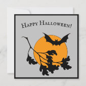 Vintages Halloween-Orange-Moon-Fliegenboot Karte (Vorderseite)