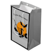 Vintages Halloween-Orange-Moon-Fliegenboot Mittlere Geschenktüte (Vorderseite Schrägansicht)