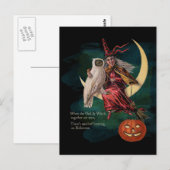 Vintages Halloween-Owl und Hexenkarte Postkarte (Vorne/Hinten)