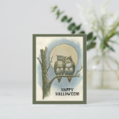 Vintages Halloween-Paar auf dem Nachtmond Einladung (Stehend Vorderseite)