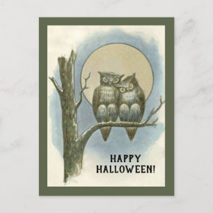 Vintages Halloween-Paar auf dem Nachtmond Feiertagspostkarte