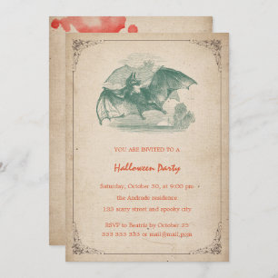 Vintages Halloween-Party Bat Blood Spritzer Einfac Einladung