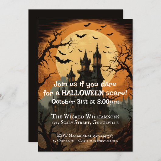 Vintages Halloween-Party Chromolithographie Einladung (Vorne/Hinten)