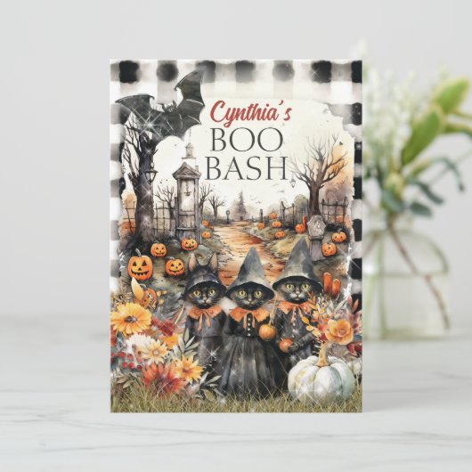 Vintages Halloween-Party Einladung (Stehend Vorderseite)