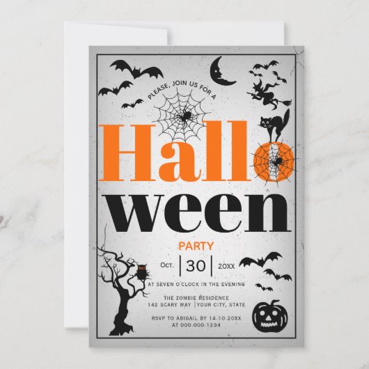 Vintages Halloween-Party Einladung (Vorderseite)