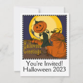 Vintages Halloween-Party Einladung (Vorderseite)