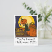 Vintages Halloween-Party Einladung (Stehend Vorderseite)