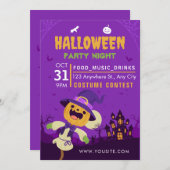 Vintages Halloween-Party Einladung, Kostümbildnis Einladung (Vorne/Hinten)