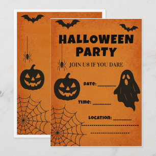 Vintages Halloween-Party Einladung   Spooky Icons