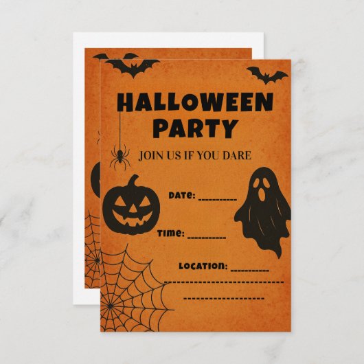 Vintages Halloween-Party Einladung | Spooky Icons (Vorne/Hinten)