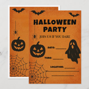 Vintages Halloween-Party Einladung   Spooky Icons