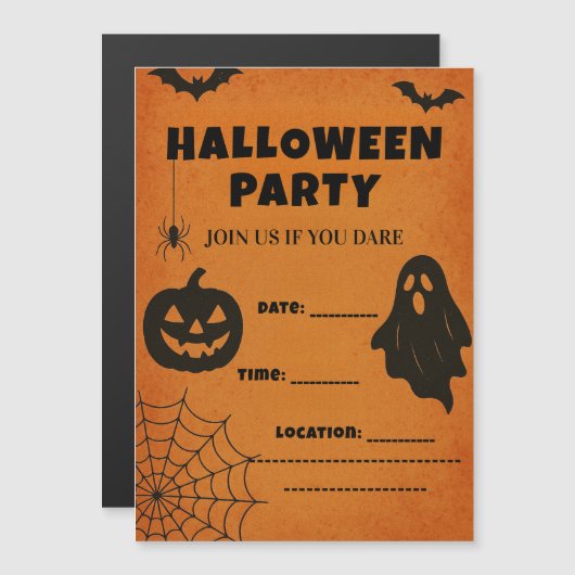 Vintages Halloween-Party Einladung | Spooky Icons (Vorne/Hinten)