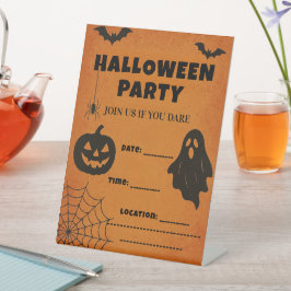 Vintages Halloween-Party Einladung | Spooky Icons Sockelschild