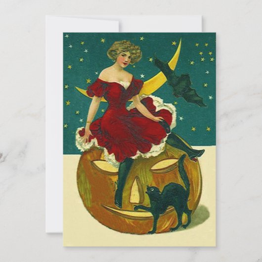 Vintages Halloween-Party Einladungen Maske JOL Gal (Vorderseite)