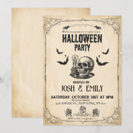 Vintages Halloween-Party Erwachsene Schädel Einladung