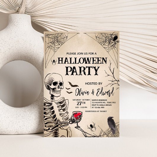 Vintages Halloween-Party für Erwachsene Einladung