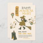 Vintages Halloween-Party, Halloween-Party Einladung (Vorne/Hinten)