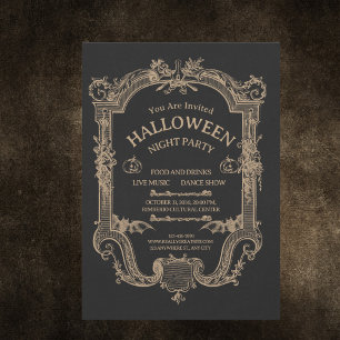 Vintages Halloween-Party in Braun und Schwarz Einladung