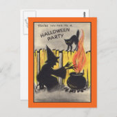 Vintages Halloween-Party Postkarte (Vorne/Hinten)