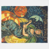 Vintages Halloween-Poster Fleecedecke (Vorderseite (Horizontal))