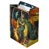 Vintages Halloween-Poster Mittlere Geschenktüte (Rückseite Schrägansicht)