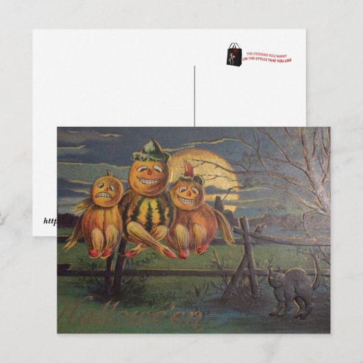 Vintages Halloween Postkarte (Vorne/Hinten)