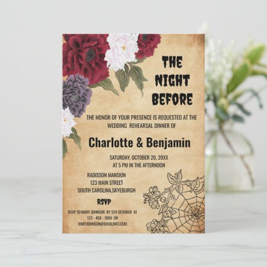 Vintages Halloween-Probe-Dinner Einladung (Stehend Vorderseite)