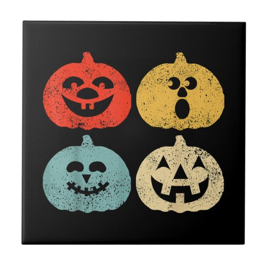 Vintages Halloween Pumpkin Funny Retro-Geschenk Fliese (Vorderseite)