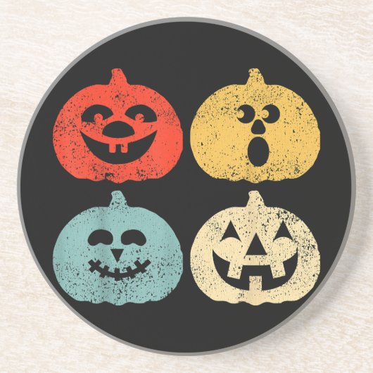 Vintages Halloween Pumpkin Funny Retro-Geschenk Getränkeuntersetzer (Vorne)