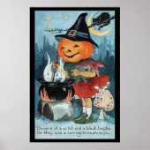 Vintages Halloween Pumpkin Hexenposter Poster (Vorne)