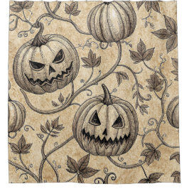 Vintages Halloween Pumpkin Vine-Muster Duschvorhang