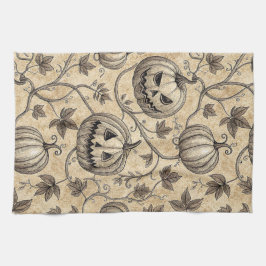 Vintages Halloween Pumpkin Vine-Muster Geschirrtuch