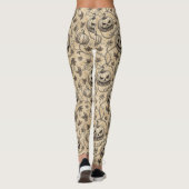 Vintages Halloween Pumpkin Vine-Muster Leggings (Rückseite)