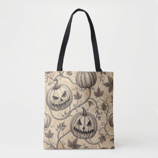 Vintages Halloween Pumpkin Vine-Muster Tasche (Vorderseite)