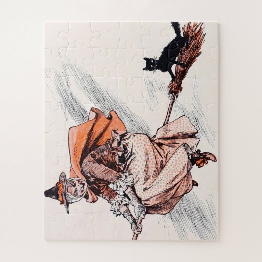 Vintages Halloween-Reiterzimmer mit Katze Puzzle (Vertikal)