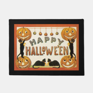 Vintages Halloween, Retro Katzen mit Pumpkins Fußmatte