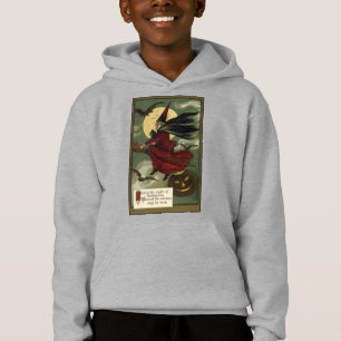 Vintages Halloween-Riding-Broomstick mit Katze Hoodie