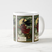 Vintages Halloween-Riding-Broomstick mit Katze Jumbo-Tasse (Vorderseite Rechts)