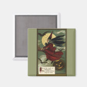 Vintages Halloween-Riding-Broomstick mit Katze Magnet (Vorderseite/Rückseite)